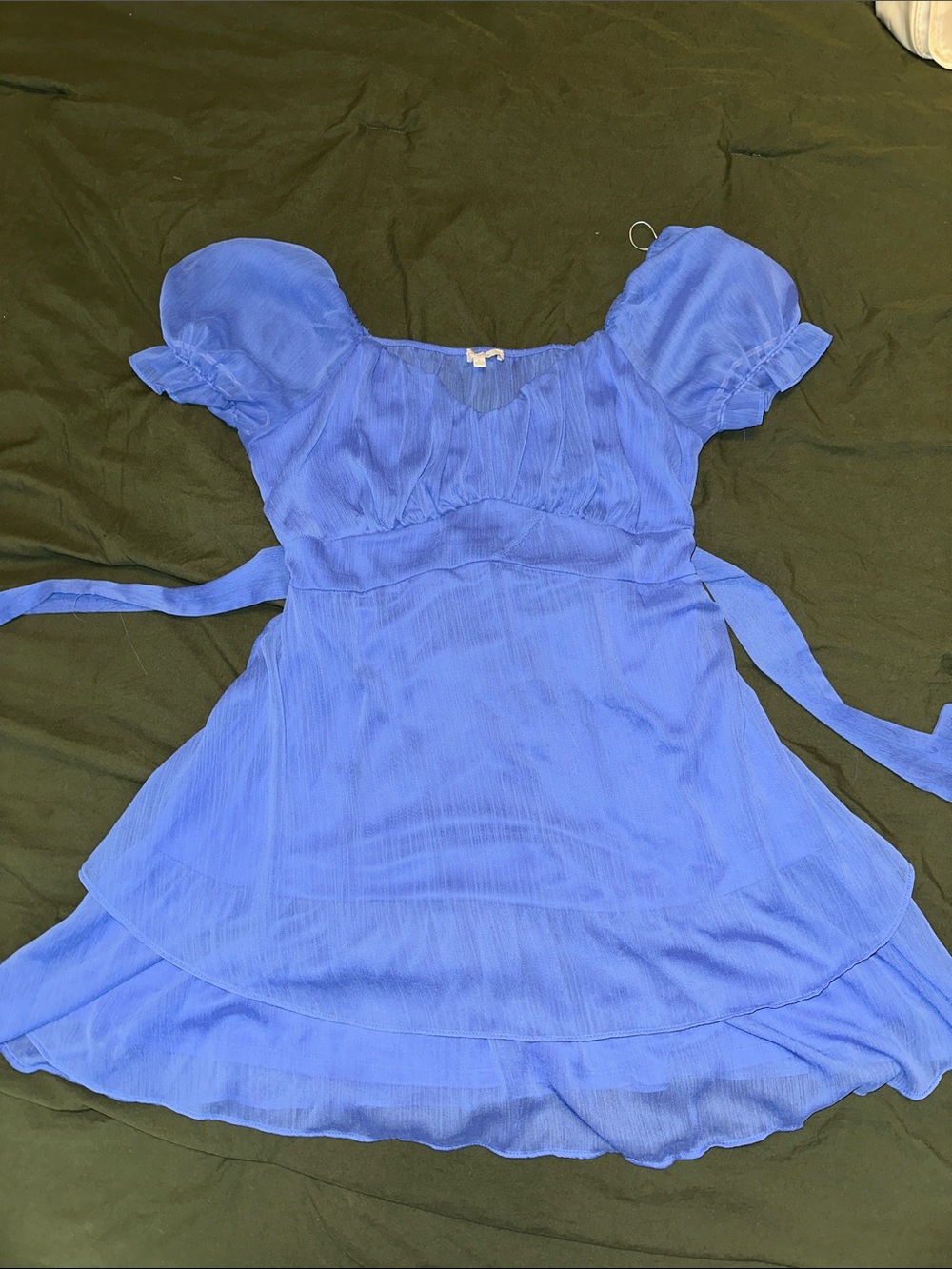 Love Tree Periwinkle Puff-Sleeve Casual Dress